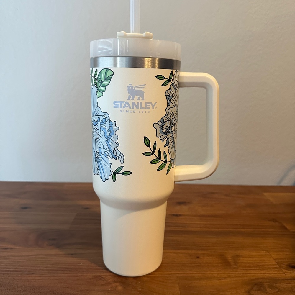 Rare cream floral Stanley Quencher 40oz cup